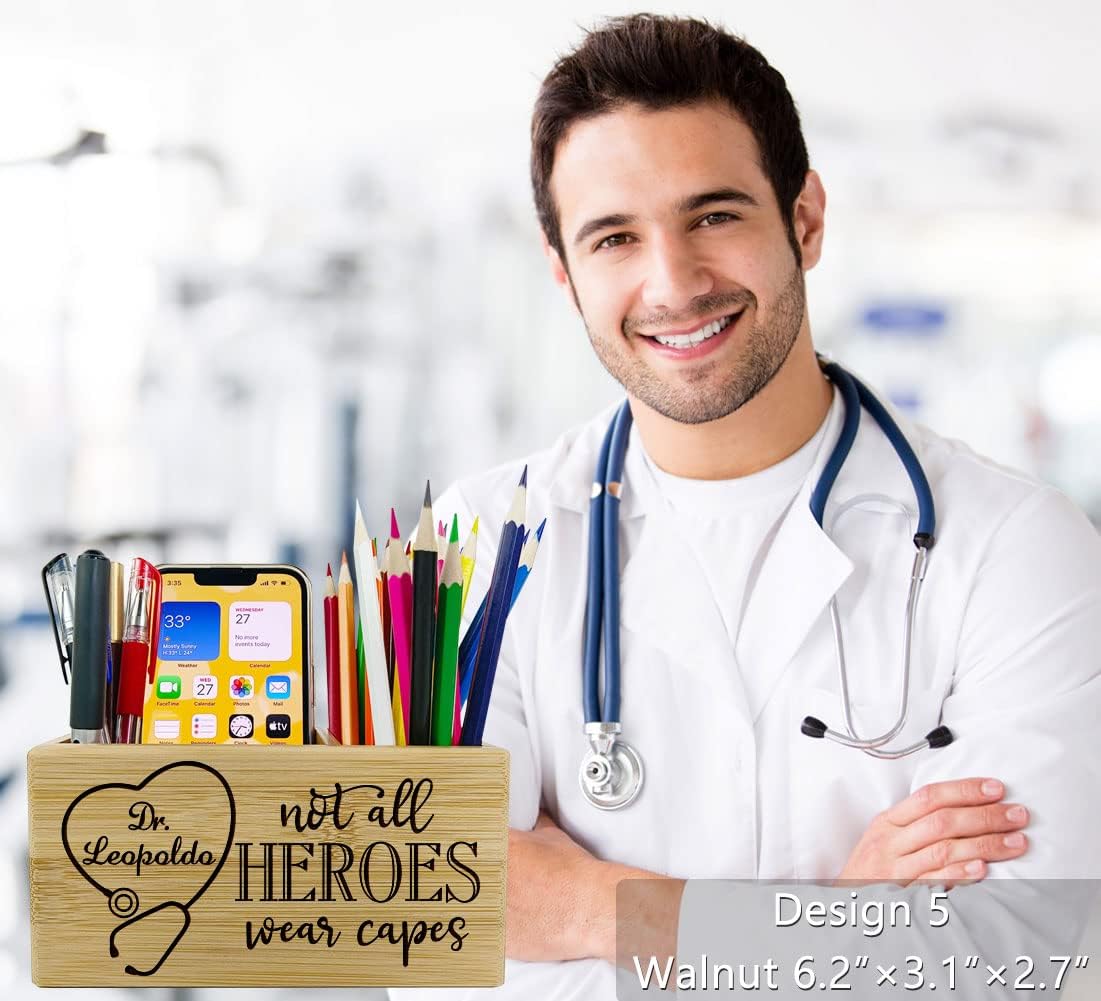 Gifts for Doctors, Personalized Name Pen Holder for Nurses, Hygienists, Assistants, Physician, Dentists, Unique Graduation, Birthday or Christmas Gifts Idea, Custom Desk Organizer