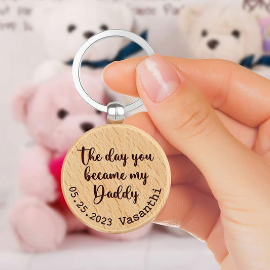 The Day You Became My Daddy - Personalized Keychain for Dad, Ideal Gifts for Father's Day, Birthday, Christmas