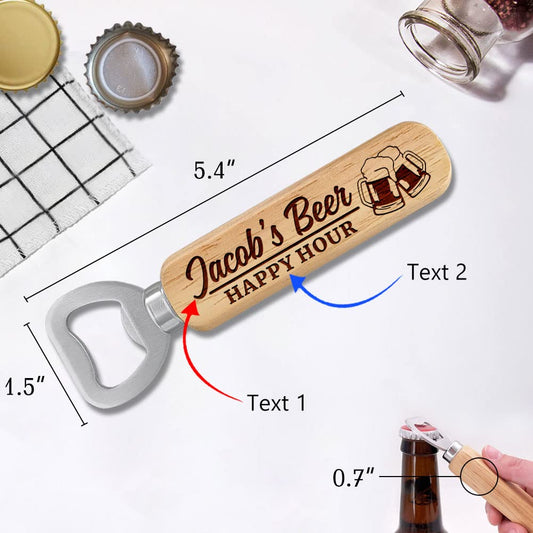 Personalized Wooden Bottle Opener Gift, Beer Gift for Him, Groomsman, Brother, Boy Friend, Father, Unique Gifts for Father's Day, Birthday, Bachelor Party, Christmas