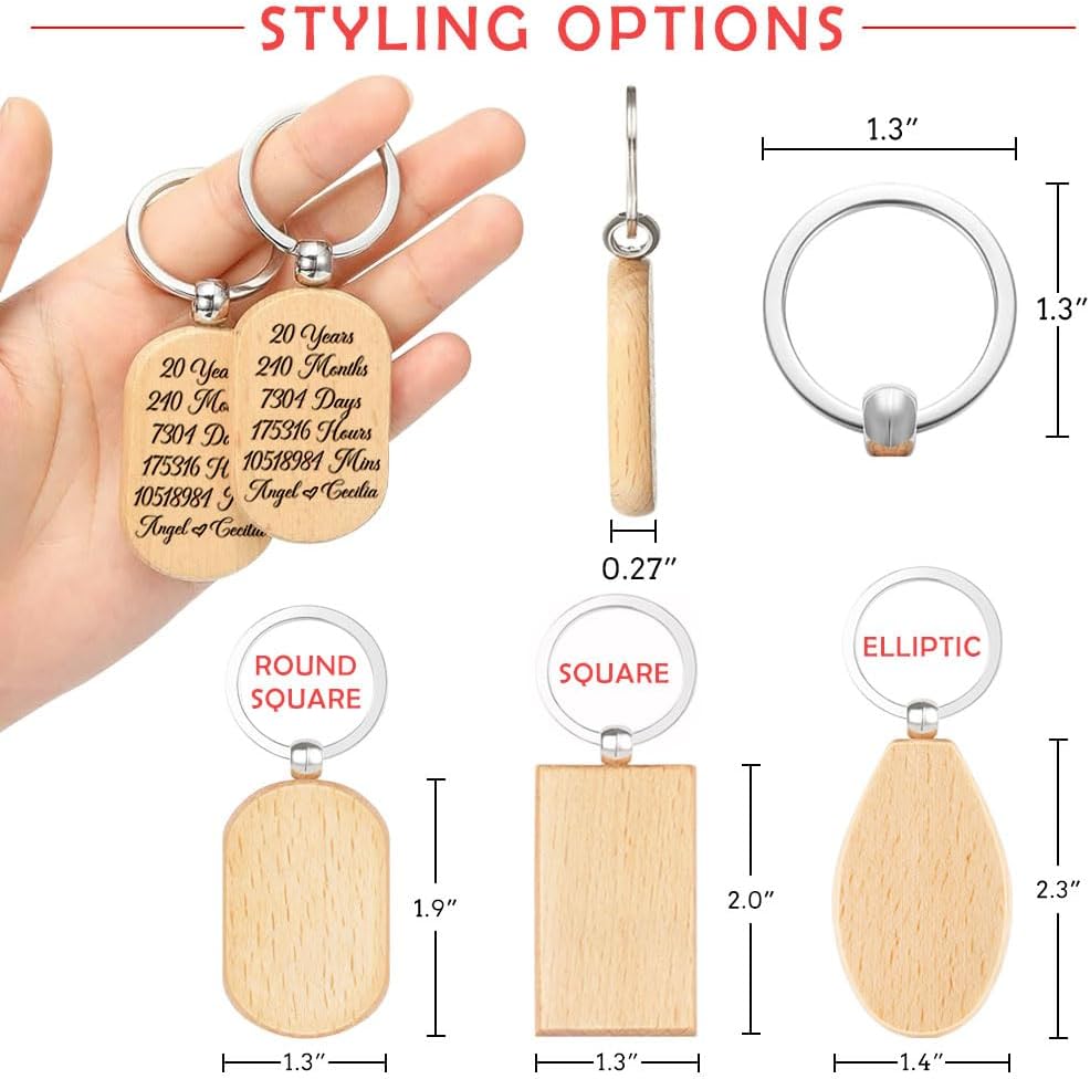 Gifts Anniversary for Him, Boyfriend, Husband, Personalized Names & Years Keychain for Couples, Parents, Grandparents