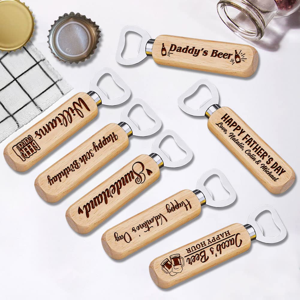 Personalized Wooden Bottle Opener Gift, Beer Gift for Him, Groomsman, Brother, Boy Friend, Father, Unique Gifts for Father's Day, Birthday, Bachelor Party, Christmas