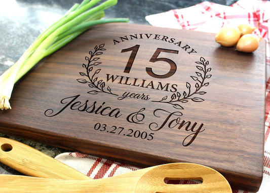 Personalized Anniversary Cutting Boards for Wedding Gift, Bridal Shower, Engagement, Housewarming Gift, Gift for Parents, Couple or Bride and Groom, Custom any Years Wooden Engraving Decoration