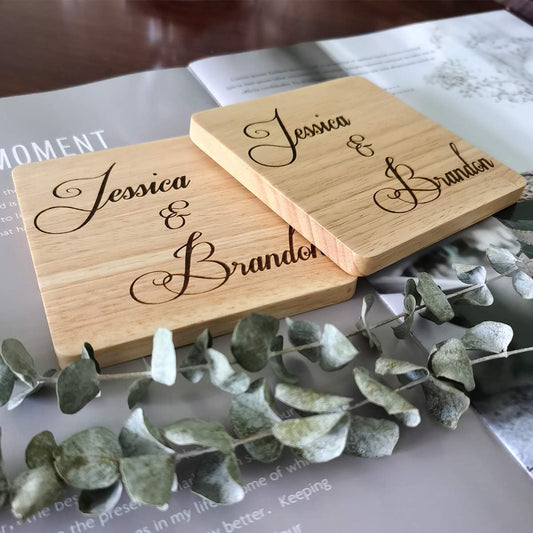 Anniversary Wedding Gifts for Couples - Custom Name Coasters, Funny Gift, Engagement, Newlyweds, Bridal Shower, Personalized Present for Her or Him (Design 5)
