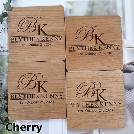 Personalized Coasters for Couples, Gifts for Wedding or Anniversary with Custom Name, Ideal for Engagement, Newlyweds, Bridal Shower, Present for Her or Him