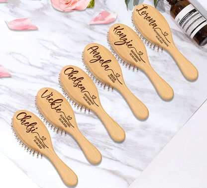 Personalized Hair Brush Set, Custom Name Massage Combs for Bridal Party, Maid of Honor and Bachelorette Gifts