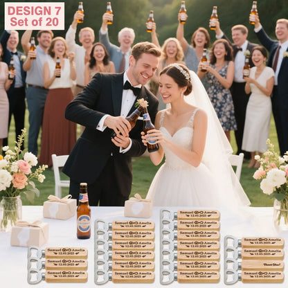 Personalized Wedding Favor Gifts for Guest, Wooden Bottle Openers Set with customized Couple's Name & Wedding Date, Pack of 15 - 100