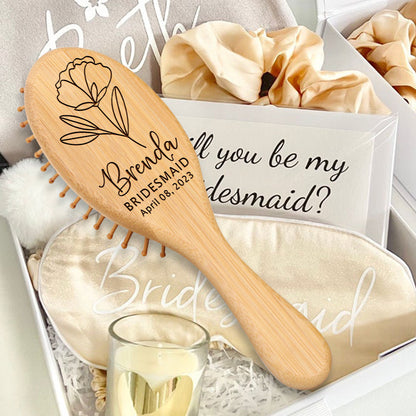 Personalized Hair Brush Set, Custom Name Massage Combs for Bridal Party, Maid of Honor and Bachelorette Gifts