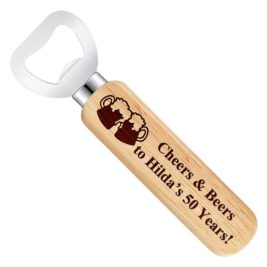 Personalized Wooden Bottle Openers, Birthday Party Favors, Custom Engraved with Names and Date, Set of 1-100