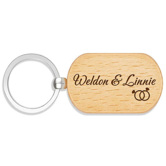 Personalized Any Text Keychain for Men Husband Boyfriend Dad Dog, Wooden Key Chain with Customized Text, 24 Icons, 12 Fonts, 3 Keychain Shapes are Available