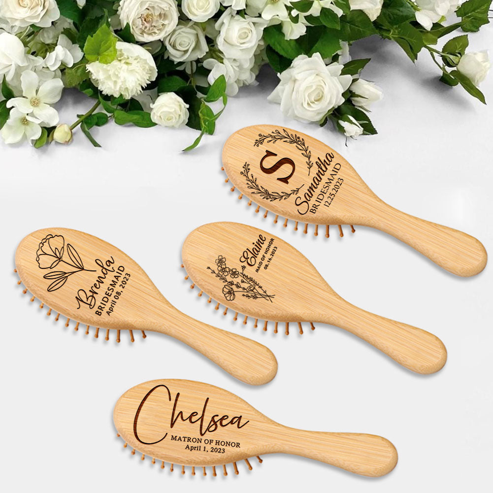 Personalized Hair Brush Set, Custom Name Massage Combs for Bridal Party, Maid of Honor and Bachelorette Gifts