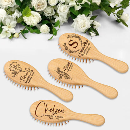 Personalized Hair Brush Set, Custom Name Massage Combs for Bridal Party, Maid of Honor and Bachelorette Gifts