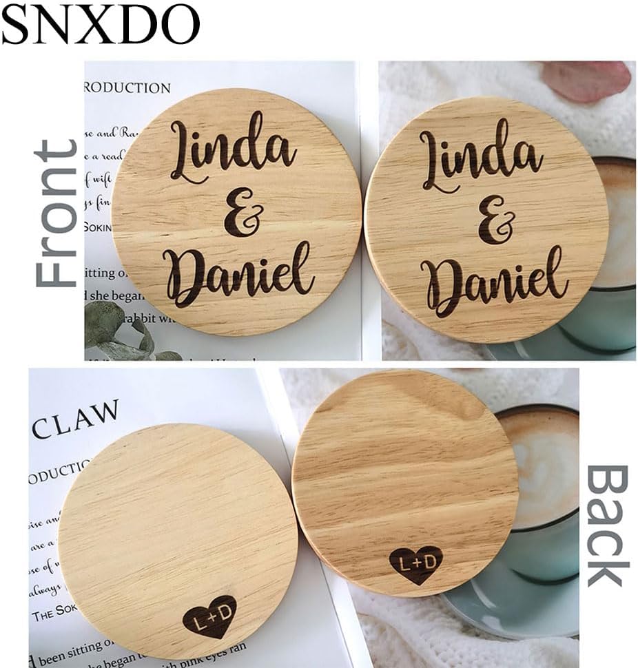 Wedding Gifts for Couples - Novelty Custom Name Coasters, Funny Gift, Engagement, Newlyweds, Bridal Shower, Personalized Present for Her or Him