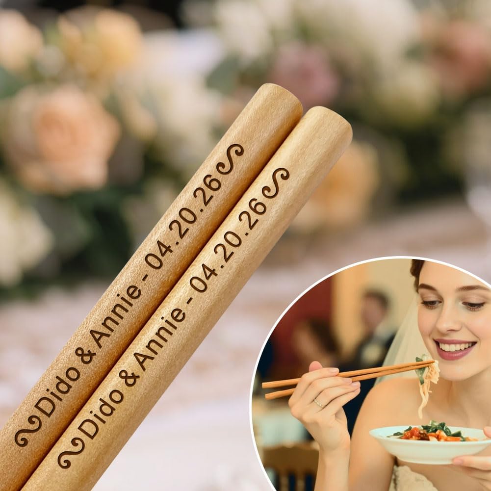 Personalized Wedding Favors with Thank You Cards, Custom Wooden Chopsticks, Housewarming Party Favors, Gifts for Party Guests Set of 10 - 200
