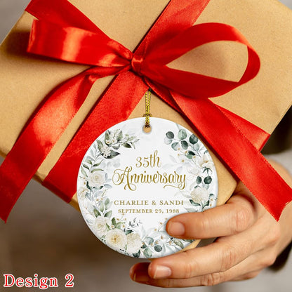 50th Anniversary Gifts for Couples, Custom any Years Ornaments, Wedding Gifts for Husband, Wife, Parents, Grandparents, Personalized Names Ceramic Keepsake, Ideal for Christmas Gifts