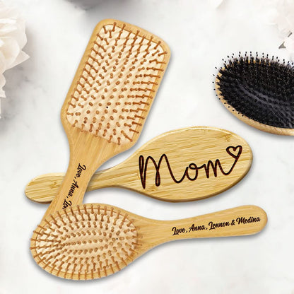Personalized Bamboo Hair Brush & Comb for Mom - Birthday & Mother's Day Gift from Daughter or Son