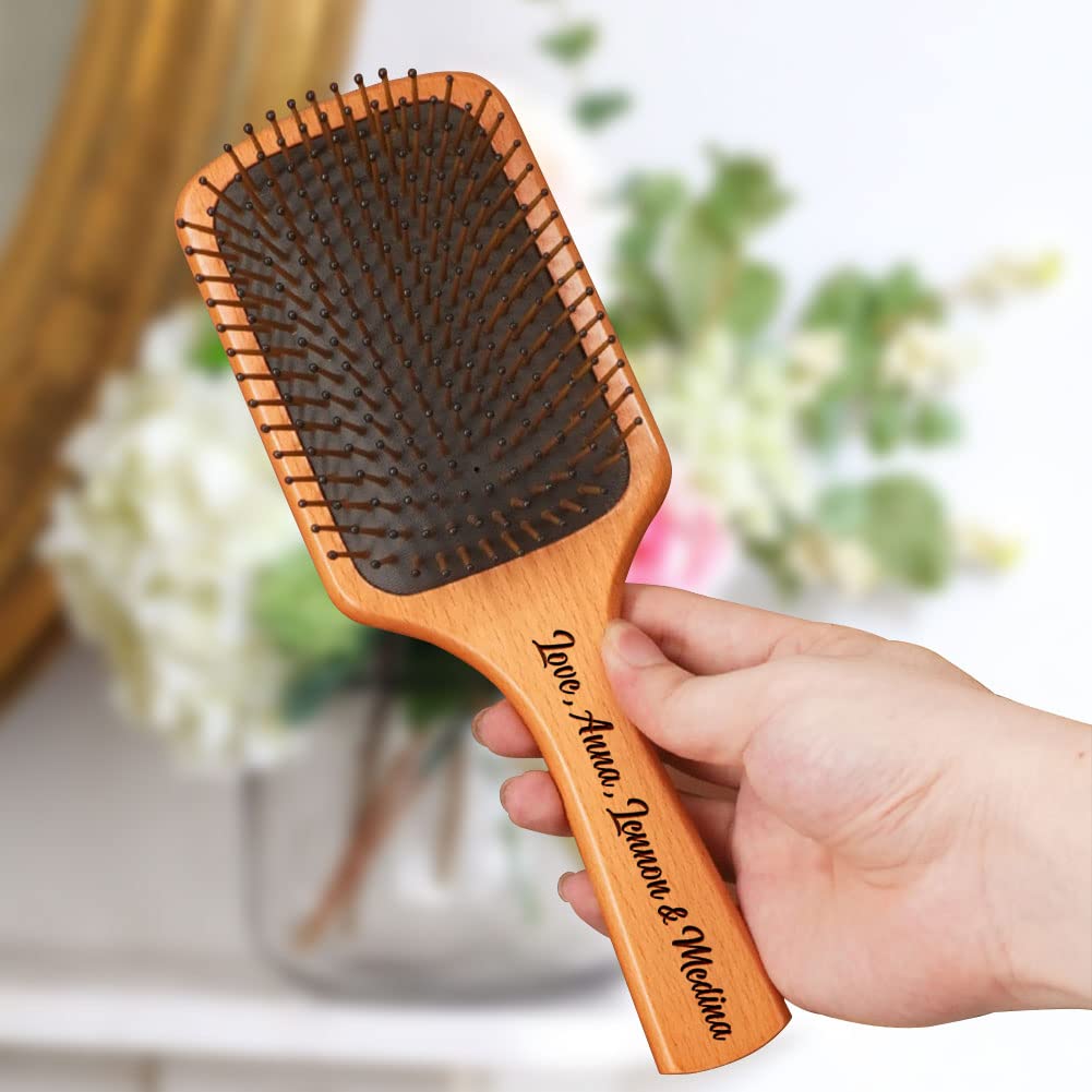 Personalized Bamboo Hair Brush & Comb for Mom - Birthday & Mother's Day Gift from Daughter or Son