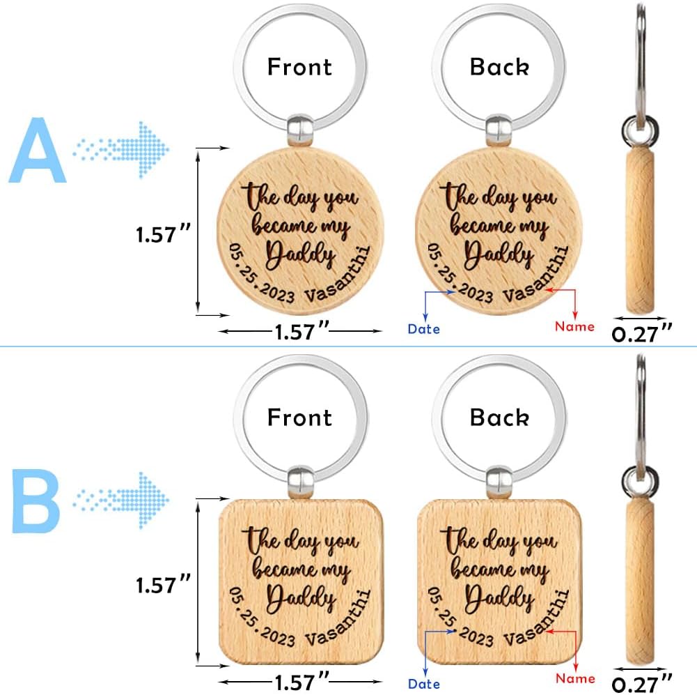 The Day You Became My Daddy - Personalized Keychain for Dad, Ideal Gifts for Father's Day, Birthday, Christmas