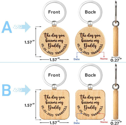 The Day You Became My Daddy - Personalized Keychain for Dad, Ideal Gifts for Father's Day, Birthday, Christmas