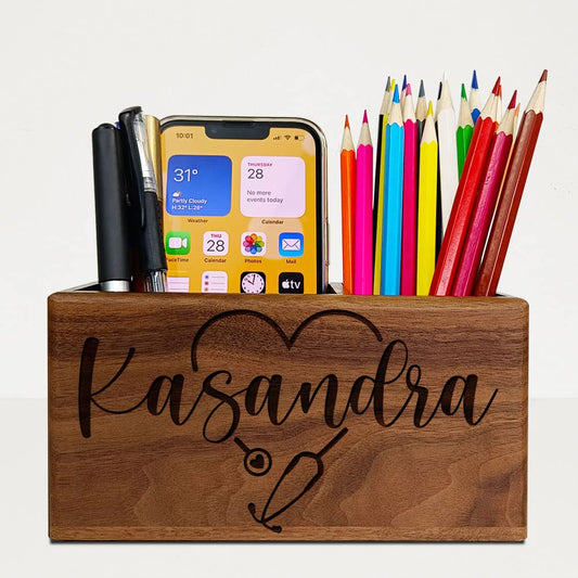 Gifts for Doctors, Personalized Name Pen Holder for Nurses, Hygienists, Assistants, Physician, Dentists, Unique Graduation, Birthday or Christmas Gifts Idea, Custom Desk Organizer