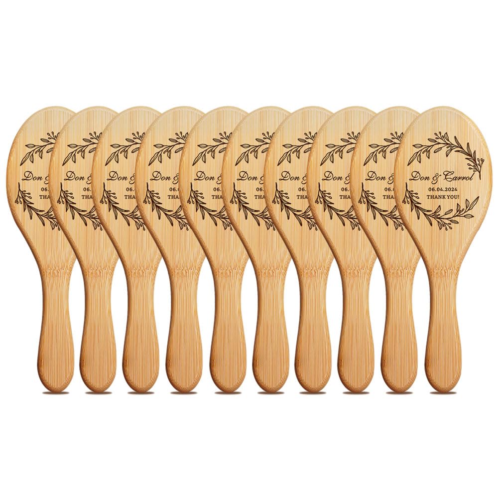 Wedding Favor Gifts for Guests, Personalized Name Hair Brush, Custom Natural Wooden Combs, Pack of 10 - 100