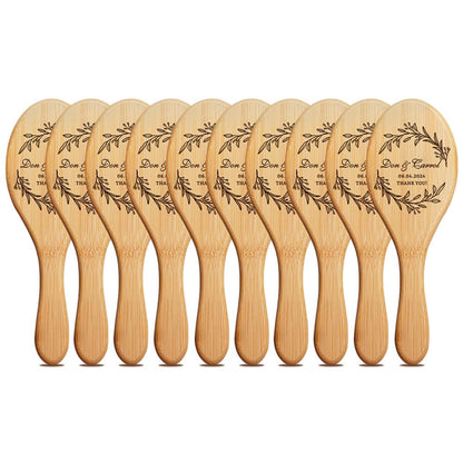 Wedding Favor Gifts for Guests, Personalized Name Hair Brush, Custom Natural Wooden Combs, Pack of 10 - 100
