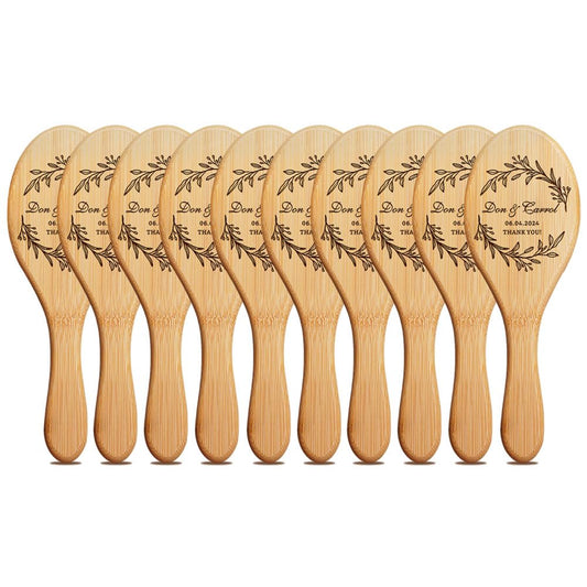 Wedding Favor Gifts for Guests, Personalized Name Hair Brush, Custom Natural Wooden Combs, Pack of 10 - 100