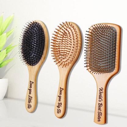 Personalized Hair Brush Gifts for Sister from Sister, Custom Name & Birth Month Flower Comb for Best Friends, Natural Wooden Brush Christmas Birthday Gifts for Soul Sisters