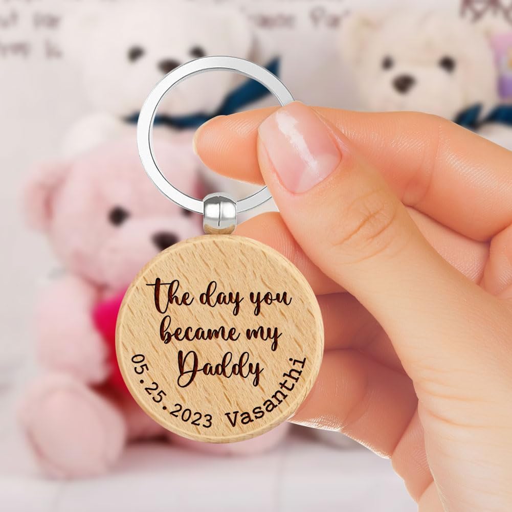 The Day You Became My Daddy - Personalized Keychain for Dad, Ideal Gifts for Father's Day, Birthday, Christmas