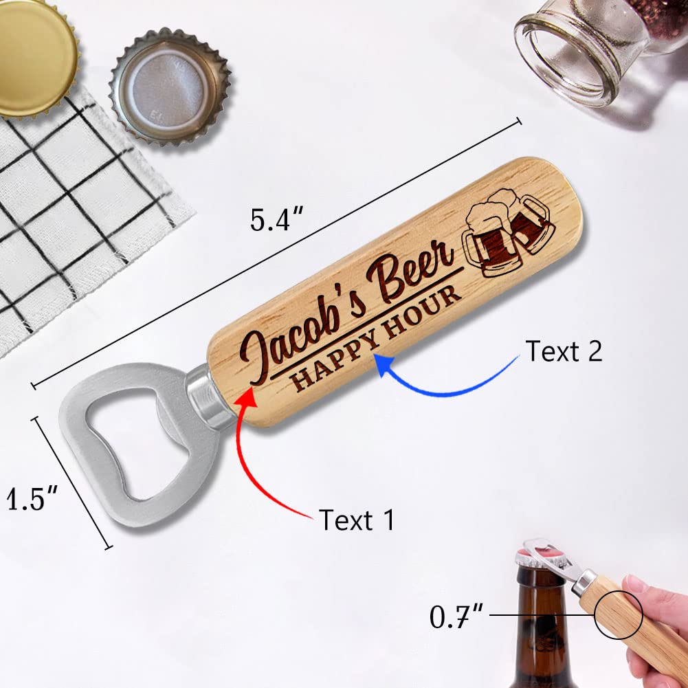 Personalized Wooden Bottle Opener Gift, Beer Gift for Him, Groomsman, Brother, Boy Friend, Father, Unique Gifts for Father's Day, Birthday, Bachelor Party, Christmas