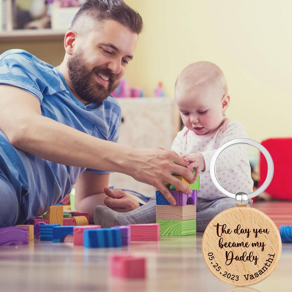 The Day You Became My Daddy - Personalized Keychain for Dad, Ideal Gifts for Father's Day, Birthday, Christmas