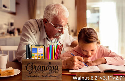 Gifts for Grandpa, Personalized Pen Holder, Custom Name Desk Organizer for Grandfather from Grandson, Granddaughter, Ideal for Father's Day, Retirement gift, Birthday, Christmas
