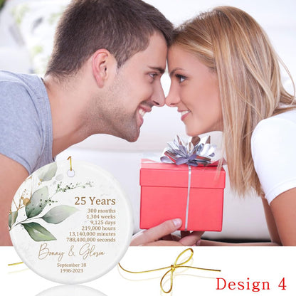 50th Anniversary Gifts for Couples, Custom any Years Ornaments, Wedding Gifts for Husband, Wife, Parents, Grandparents, Personalized Names Ceramic Keepsake, Ideal for Christmas Gifts