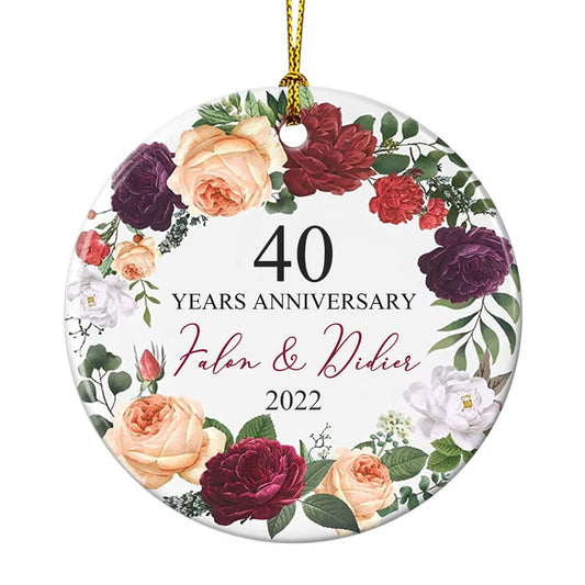 Wedding Anniversary Gifts for Couples, Personalized Names Ceramic Ornament Gift for Husband & Wife, Parents, Grandparents, Custom any Years and Names Keepsake, Ideal Christmas Gifts, Valentine's Day