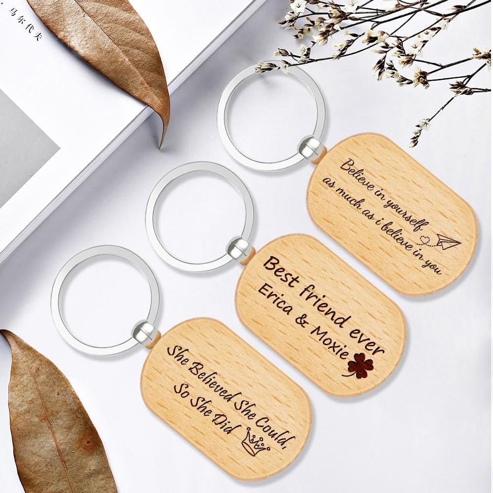 Personalized Any Text Keychain for Men Husband Boyfriend Dad Dog, Wooden Key Chain with Customized Text, 24 Icons, 12 Fonts, 3 Keychain Shapes are Available