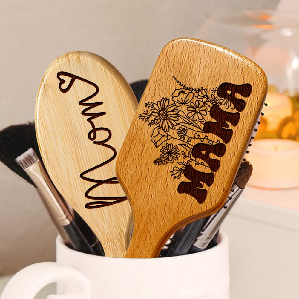 Personalized Bamboo Hair Brush & Comb for Mom - Birthday & Mother's Day Gift from Daughter or Son