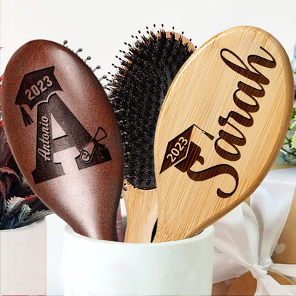 Graduation Gifts, Personalized Name Hair Brush for Daughter, Her, Class of 2025, Congratulations Grad Comb, Unique Gifts for High School, College or University, Custom Natural Wooden Hair Brush