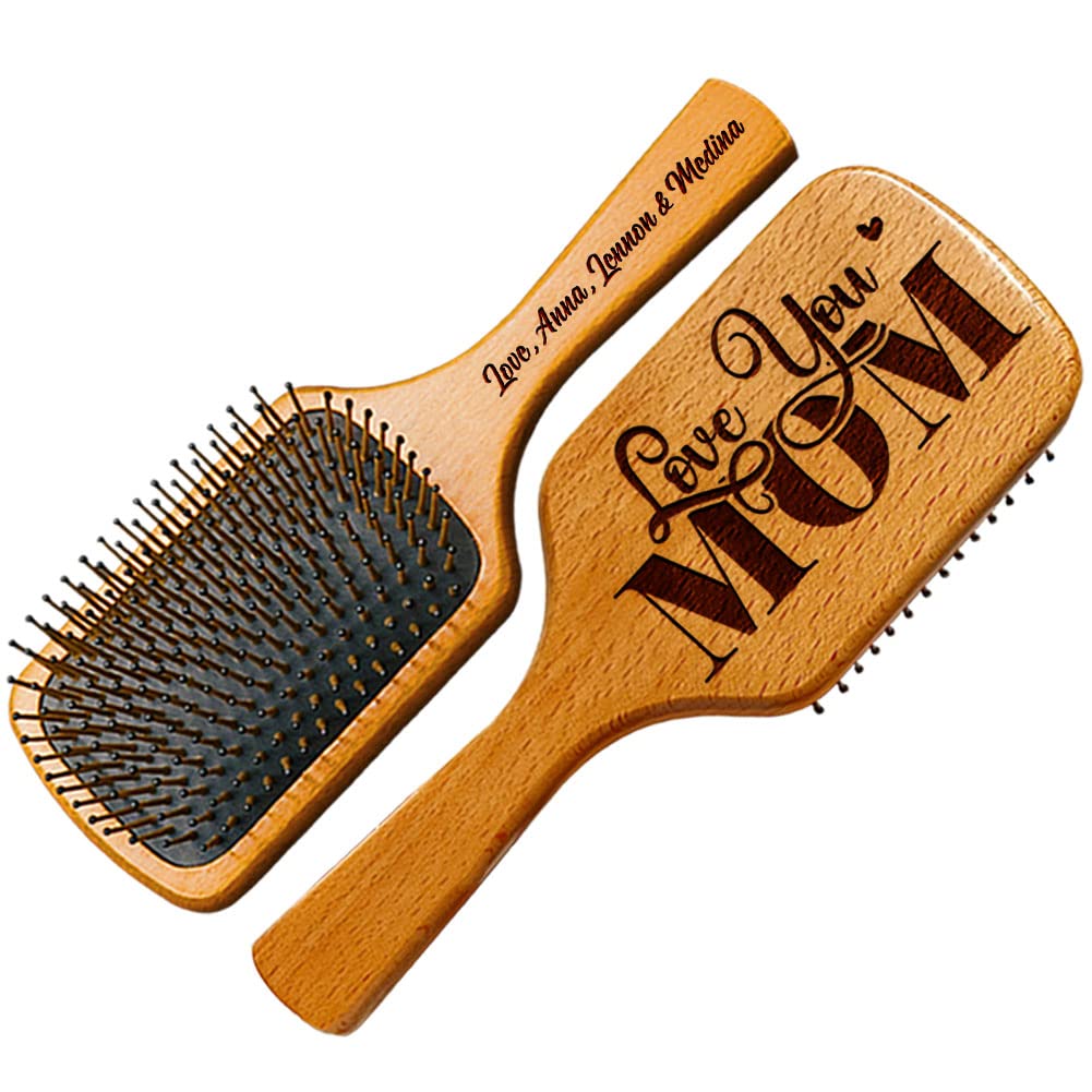 Personalized Bamboo Hair Brush & Comb for Mom - Birthday & Mother's Day Gift from Daughter or Son