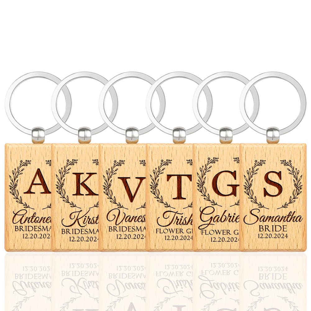Bridesmaid Gifts, Personalized Name Keychains, Custom Wooden Key Chain, Bridesmaid Proposal Gift, Gifts for Maid of Honor, Bridal Shower Gift, Bachelorette Party Gifts, Set 6 to 12