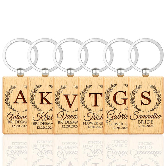 Bridesmaid Gifts, Personalized Name Keychains, Custom Wooden Key Chain, Bridesmaid Proposal Gift, Gifts for Maid of Honor, Bridal Shower Gift, Bachelorette Party Gifts, Set 6 to 12