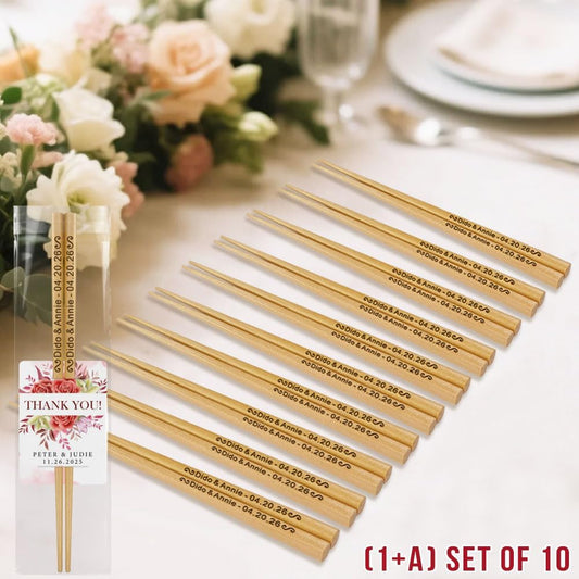 Personalized Wedding Favors with Thank You Cards, Custom Wooden Chopsticks, Housewarming Party Favors, Gifts for Party Guests Set of 10 - 200