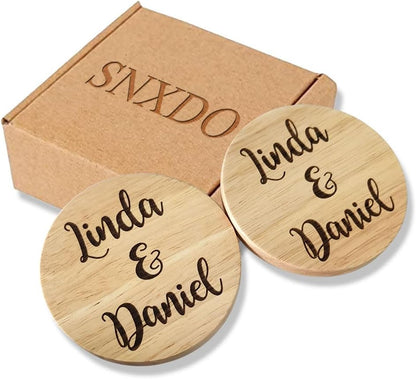Wedding Gifts for Couples - Novelty Custom Name Coasters, Funny Gift, Engagement, Newlyweds, Bridal Shower, Personalized Present for Her or Him