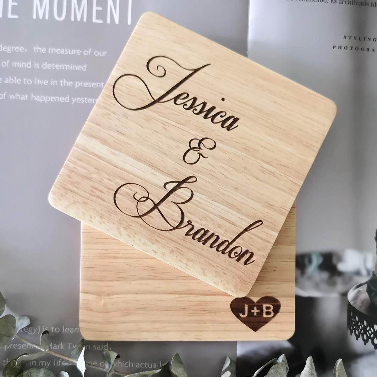Anniversary Wedding Gifts for Couples - Custom Name Coasters, Funny Gift, Engagement, Newlyweds, Bridal Shower, Personalized Present for Her or Him (Design 5)