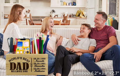 Gifts for Dad from Daughter, Son or Wife, Personalized Pen Holder for Father, Ideal for Father's Day, Birthday, Christmas, Valentine's Day, Custom Name Desk Organizer