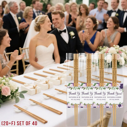 Personalized Wedding Favors with Thank You Cards, Custom Wooden Chopsticks, Housewarming Party Favors, Gifts for Party Guests Set of 10 - 200