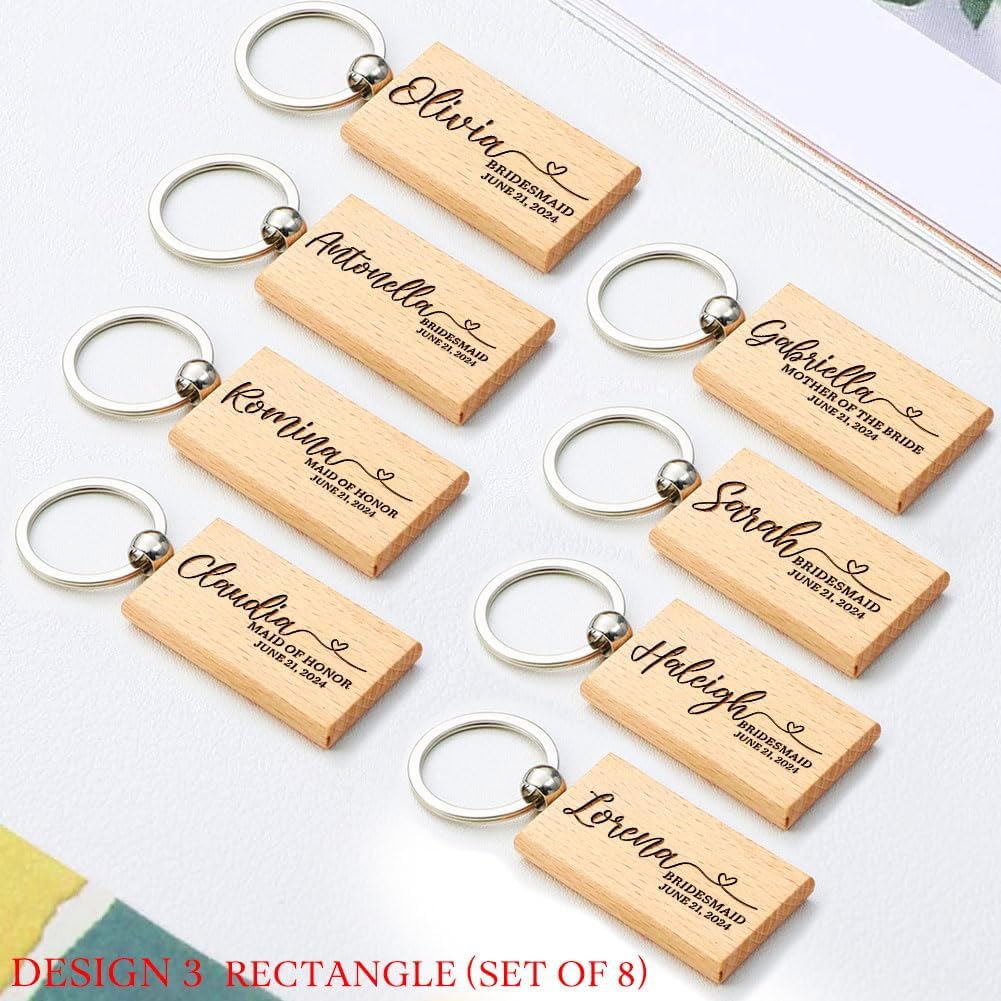 Bridesmaid Gifts, Personalized Name Keychains, Custom Wooden Key Chain, Bridesmaid Proposal Gift, Gifts for Maid of Honor, Bridal Shower Gift, Bachelorette Party Gifts, Set 6 to 12