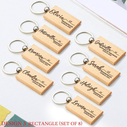 Bridesmaid Gifts, Personalized Name Keychains, Custom Wooden Key Chain, Bridesmaid Proposal Gift, Gifts for Maid of Honor, Bridal Shower Gift, Bachelorette Party Gifts, Set 6 to 12
