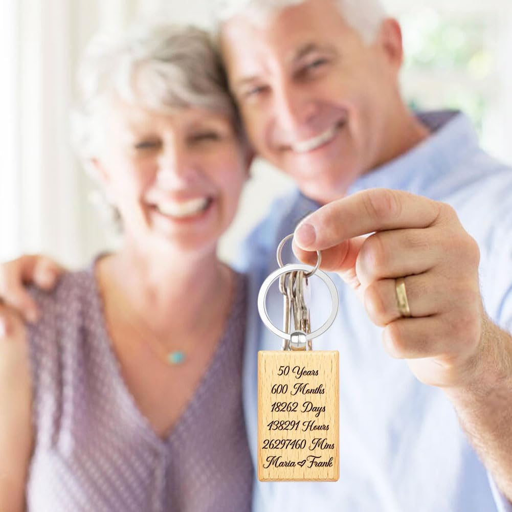 Gifts Anniversary for Him, Boyfriend, Husband, Personalized Names & Years Keychain for Couples, Parents, Grandparents