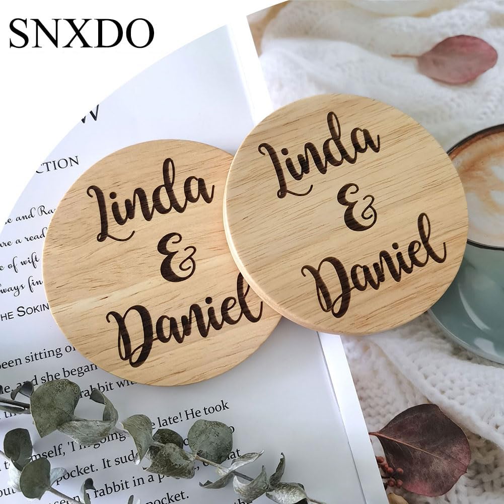 Wedding Gifts for Couples - Novelty Custom Name Coasters, Funny Gift, Engagement, Newlyweds, Bridal Shower, Personalized Present for Her or Him