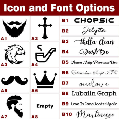 Personalized Name Beard Comb & Beard Brush Set for Men - Natural Boar Bristle Brush and Dual Action Pear Wood Comb w/Velvet Travel Pouch and Gift Box, Ideal for Grooming Beards and Mustache