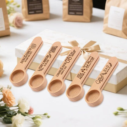 Personalized Wedding Favors with Thank You Cards, Custom Wooden Coffee Scoop/Clip, Bridal Shower Gifts, Birthday, Party Favors Set of 10-100
